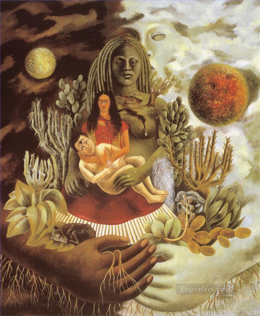 宇宙の愛の抱擁 地球 メキシコ 私自身 ディエゴとセニョール・ショロートル フェミニズム フリーダ・カーロ油絵